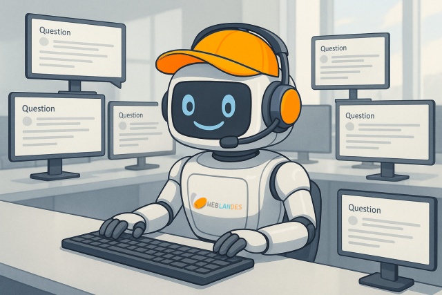 Illustration WebLanDes.com de Un ChatBot IA sur son site web.