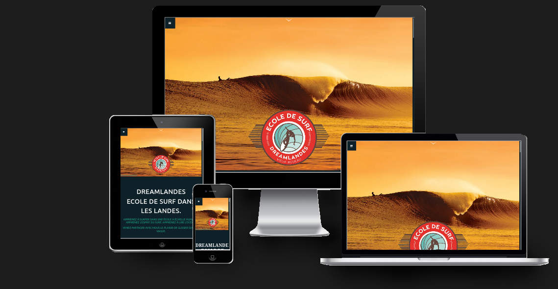 Weblandes client content / Dreamlandes surfschool / (Vieux boucau - FRANCE) responsive